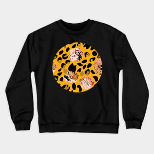 Modern abstract rose and leopard texture Crewneck Sweatshirt